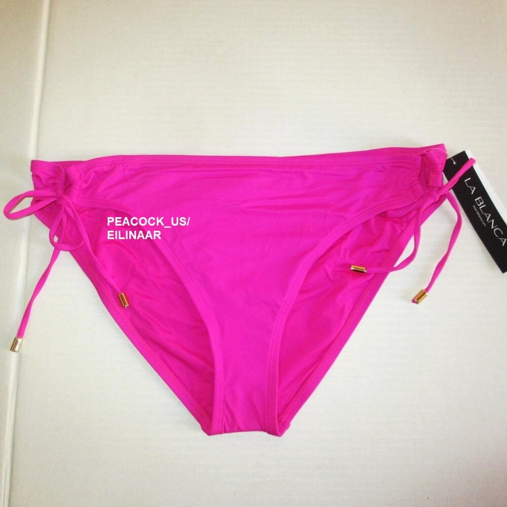 La Blanca Island Goddess Side-Tie Bikini Bottom Size 14 Orchid Pink $61